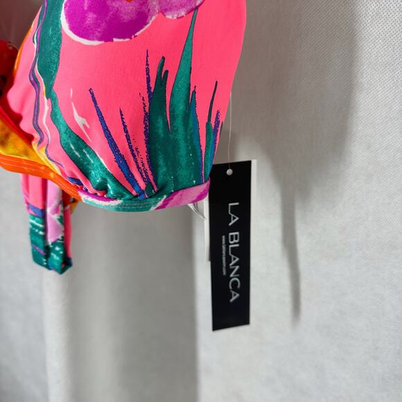 LA BLANCA Isla Floral Ruffle Bikini Top Size US 10 - Picture 3 of 7